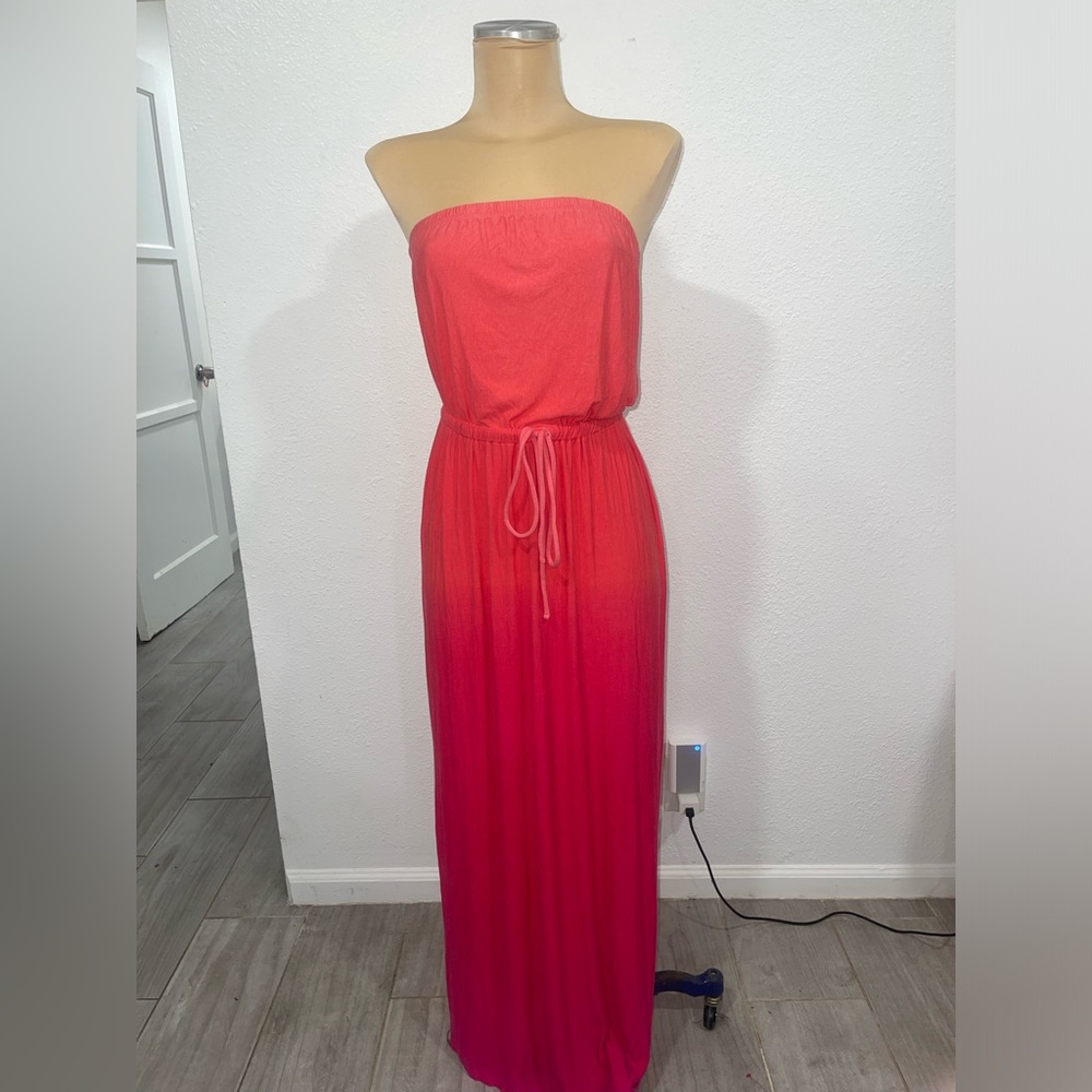 Old Navy Strapless Coral Maxi Dress